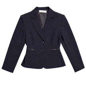Tahari Navy Pinstripe Tailored Blazer Jacket